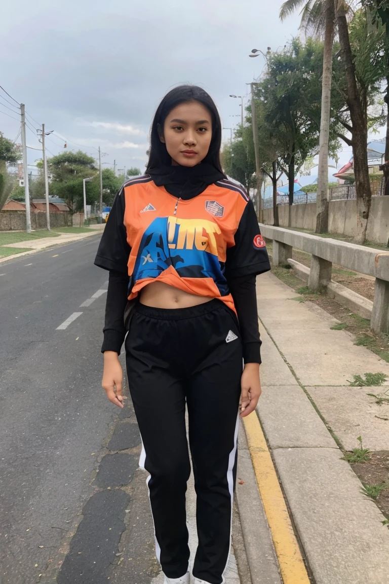 Malay girl and man, Olympic wear set, smart orange and black Olympic wear , super cool designs  outfit , long pants , jacket 