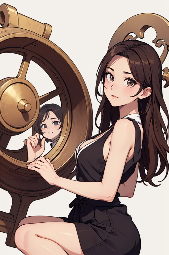 (((masterpiece, best quality, ultra highres, 1 girl, solo, no background))), super detailed skin and face and eyes and finger, beautiful japanese woman, small breasts:1.5, skinny, light brown hair, white background, very short pixie hair, (an illustration of girl), Knee shot, Generate with illustrations, Various expressions, Various poses, Please draw the entire character within the frame, ensuring that the head, arms, and legs are not cut off. The background should be simple, with the character positioned centrally, outline, anime, casual fashion,