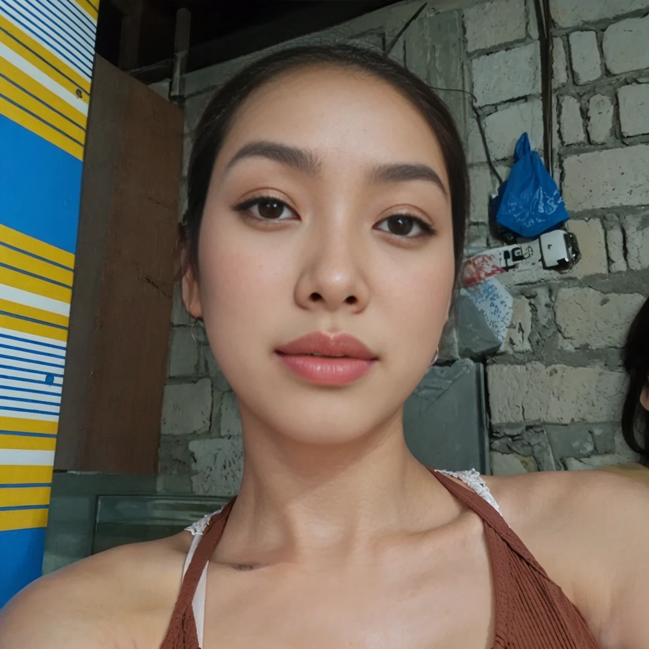 top quality,Ultra HD resolution, beautiful and cute, ((Korean girl. 18 years old)). ((short brown hair)), Makeup face. red lipstick. necklace
((Strapless bandeau mini dress)). Long. whole body. sit down. (Smile:1.4, open mouth:1.1), (lift your legs:1.2, sitting,she pushes forward:1.3、spread legs, camel toe exposed), Raise your hands straight. short skirt,Straighten both armpits. above head. Showing the texture of the armpits. in front of camera. Underarm details. smooth armpit. 美OK. OK. Attractive armpits. in front of makeup mirror