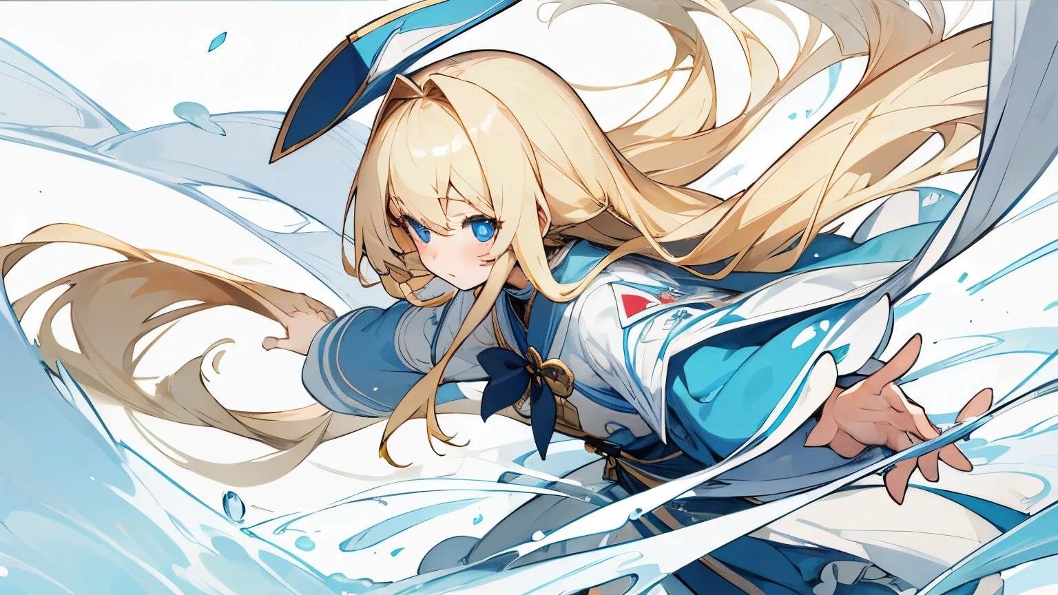 masterpiece,best quality,Long blond hair,White洛丽塔裙子,White,Blue pupils,1 loli,Alice