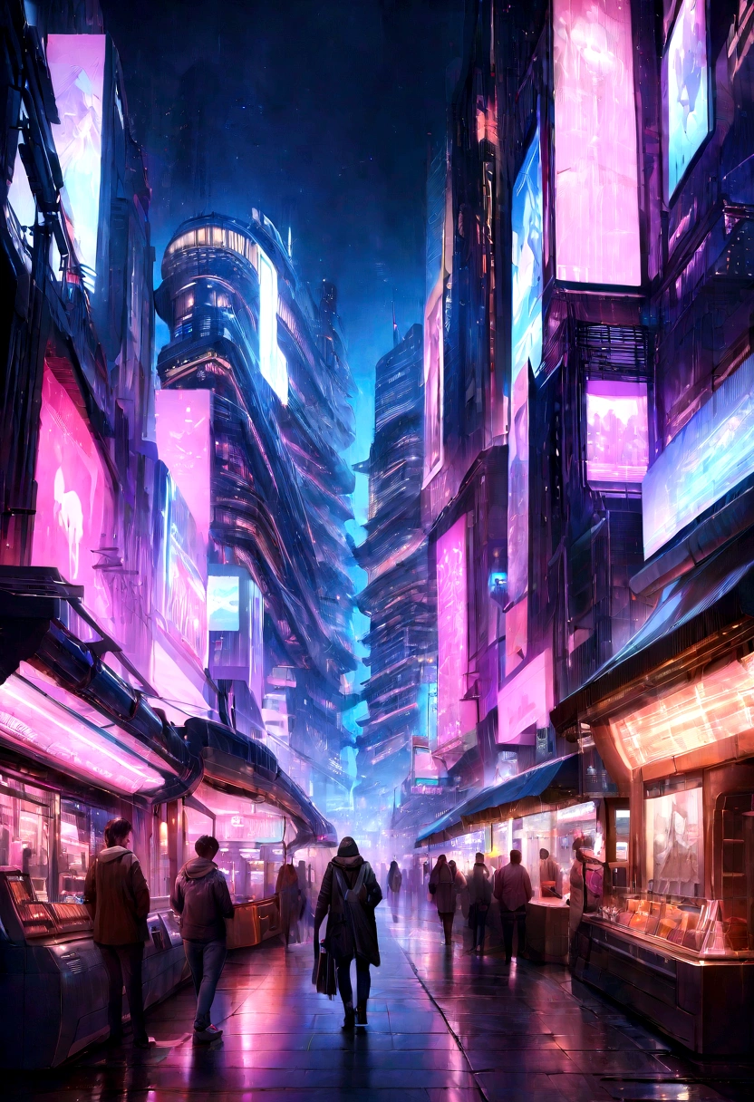 ((Masterpiece)),((best quality)),((Highly detailed)),((realistic,)) Futuristic Cities, high-tech , large city, nighttime , neon lights