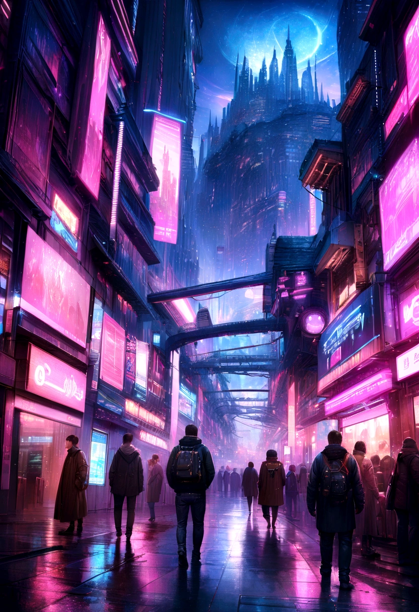 ((Masterpiece)),((best quality)),((Highly detailed)),((realistic,)) Futuristic Cities, high-tech , large city, nighttime , neon lights