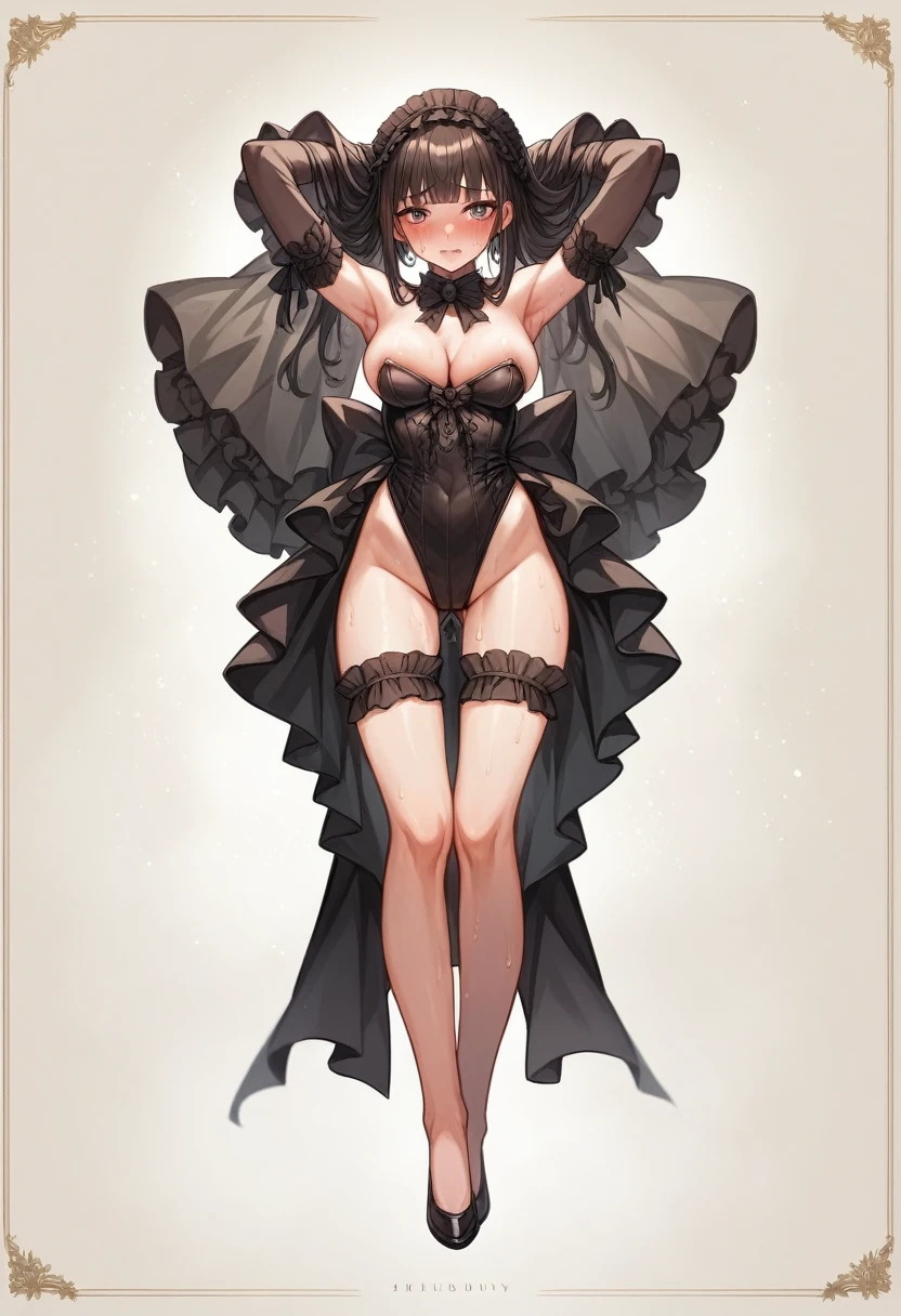 (Unity 16K Wallpaper, masutepiece, Best Quality, Ultra-detailed, extremely details CG, Cinematic lighting, Detailed, Beautiful detailed eyes, Solo),超A high resolution,Fine skin,A sexy、ta fashion leotard,Full body like、Working with a dildo inserted between his legs、nipple erect、Sweat on the face、Flushed cheeks:1.3、ahe face、