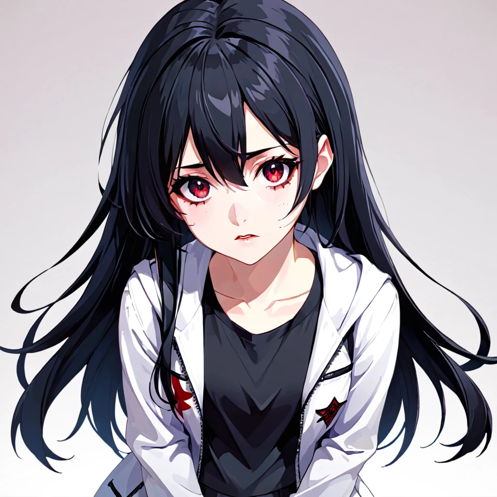 Low poly:1.2、vector art 、One Girl、Sick Eyes、Yandere、Straightjacket、Long Black Hair