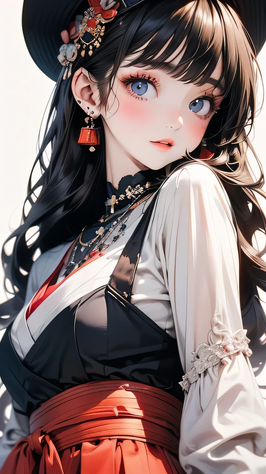 Absurd, Super detailedな,(In 8K:1.3),Masseter muscle area,(masterpiece:1.2)、(Highest quality)、4K、Super detailed、(Movement Structure:1.4)、(Shining Lights、Atmosphere lighting), High resolution, Best Quality、(One girl:1.4),Super detailedな,Bright colors、Treebreak Production Art、(Warm color light source:1.2),High-level image quality、Fine image quality、Intricate details,Volumetric Lighting,Realism BREAK、Profile、 Idol face、15 years old、Very beautiful face and eyes, Beautiful images、natural make up、 big eyes,										
										
										
										
 (Big Tits:1.2)、(glossy skin :1.5)、(Baby Face:1.5)、										
										
 (white background:1.2) 、										
(black hair,hime cut:1.2)、										
(detailed clothes features、red dress:1.2)、										
(aroused)										
