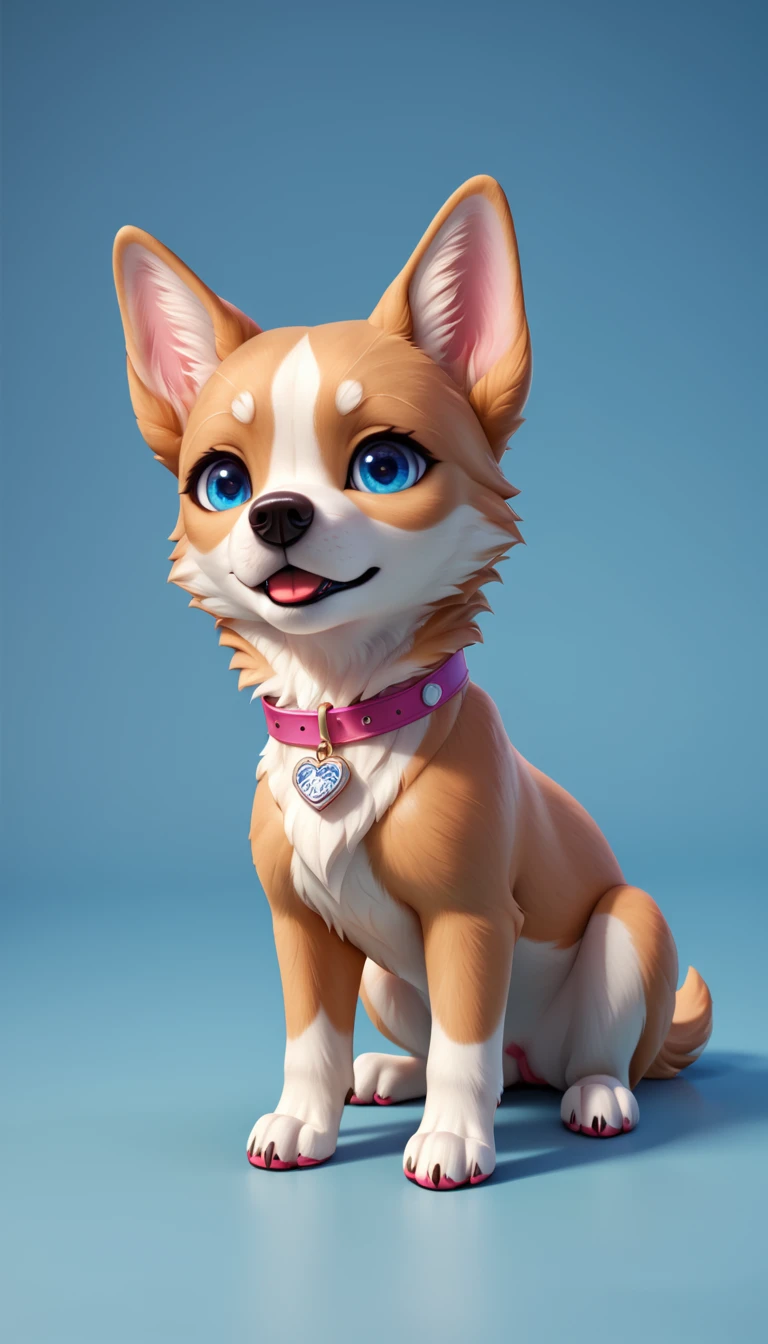 4d photographic image of full body image of a cute little chibi dog realistic, vivid colors octane render trending on artstation, artistic photography, photorealistic concept art, soft natural volumetric cinematic perfect light, UHD no background