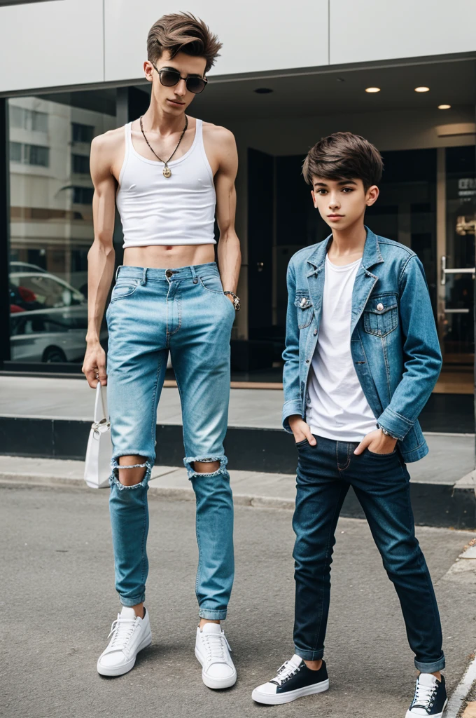 Skinny boy and stylish boy