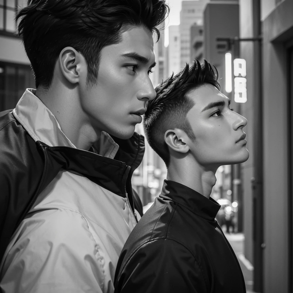 arafed man standing on the side of a street next to a building, slightly defined jawline, masculine jawline, masculine jawline!, prominent jawline, well defined jawline, sharp jawline, thick jawline, strong jawline, inspired by Xiao Yuncong, defined jawline, chiseled jawline, side profile portrait, handsome chad chin