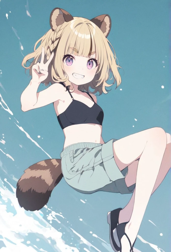 Rainbow Fursona, One-piece Swimsuit, Thigh Highs, Ahegao, Saliva, Blushing, Eyes rolled, Dildo