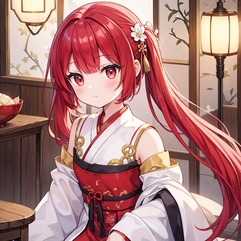 One girl, (Hanfu), Shine, Side Lighting, wallpaper,Red hair short cut