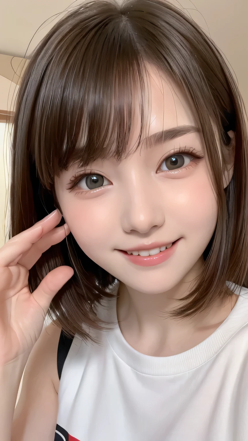 closeup shot , Best picture quality (8K, high resolution, Masterpiece: 1.2), super detailed, 215 Short Hair, 16-year-old woman,
Archery player、game
, random cute pose ,big eyes ,Puffy eyes , Heart Pupil, blush , huge shy smile , salute