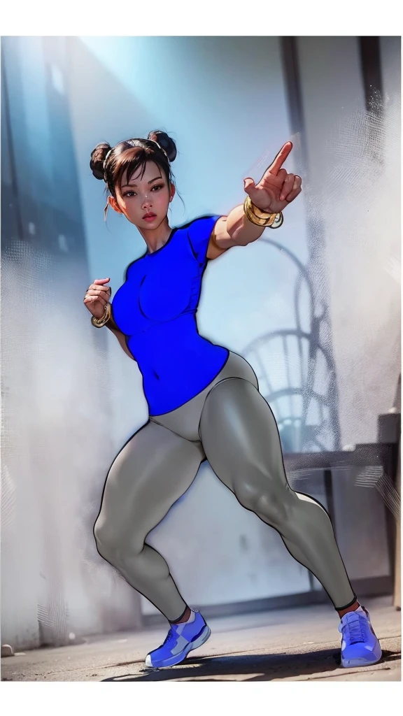 SF6 Chun-Li Nitrile Butadiene Royal Blue Leggings Thighs Buttocks Streetfighter Buruma Gravure shirt Japanese 