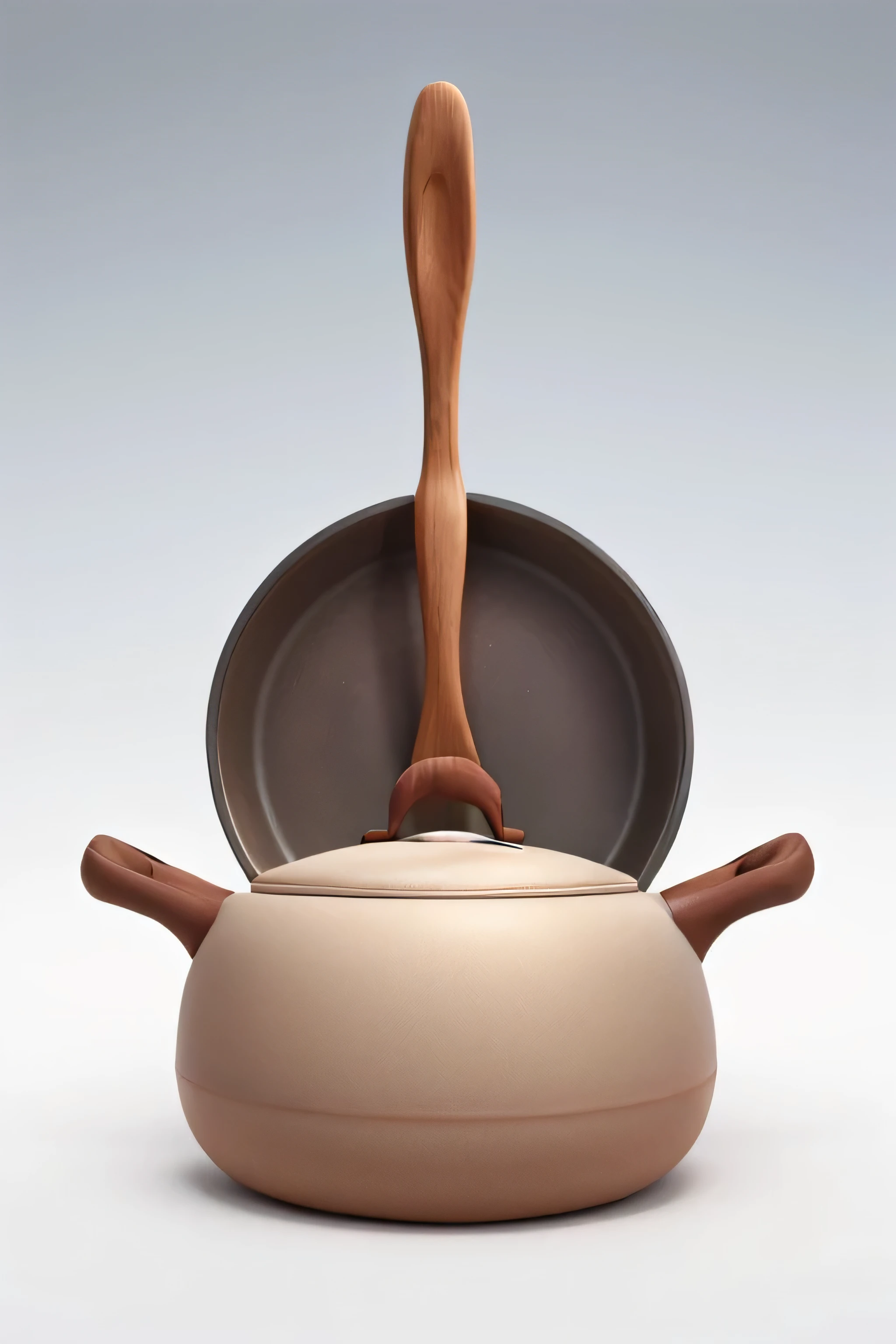 close up of a pan seen from the front, neutral background