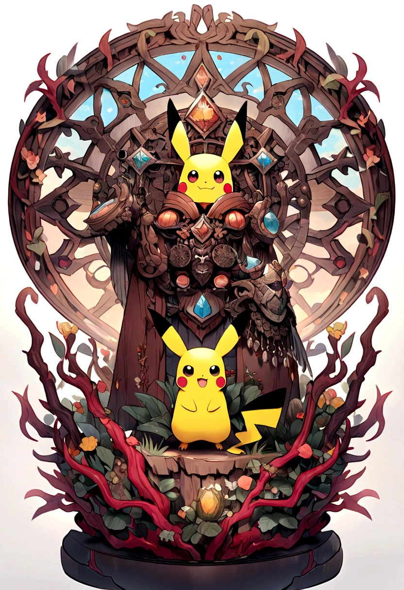 pikachu,detailed,8K、Hosomi、Background white