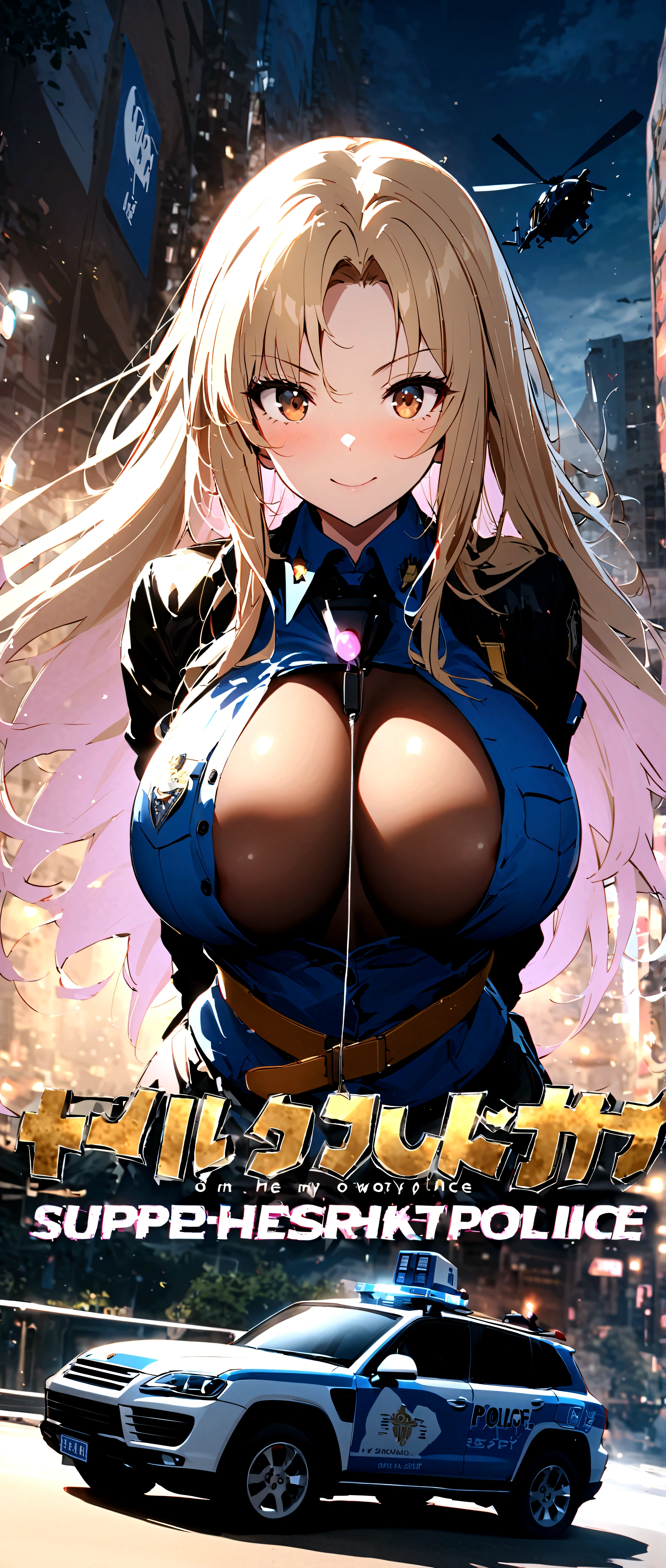 Police Box in Front of Kameari Park, Katsushika Ward、police box、solo、1 person、Akimoto, Catherine, Reiko、(((pink police officer outfit)))+++、blonde long hair、brown eyes、big tits milf、big tits milf、big milf、Super celebrity police officer Reiko、Akimoto trade、fashion designer、Big rich、Professional level skill in all sports、Piano playing、His shooting skills are also superhuman, as he used a rifle to shoot through parachute strings at an altitude of several hundred meters.、I once won a gold medal at the Olympics。I'm also good at driving a car.、My favorite car is Porsche。Launching an airstrike using a combat helicopter、