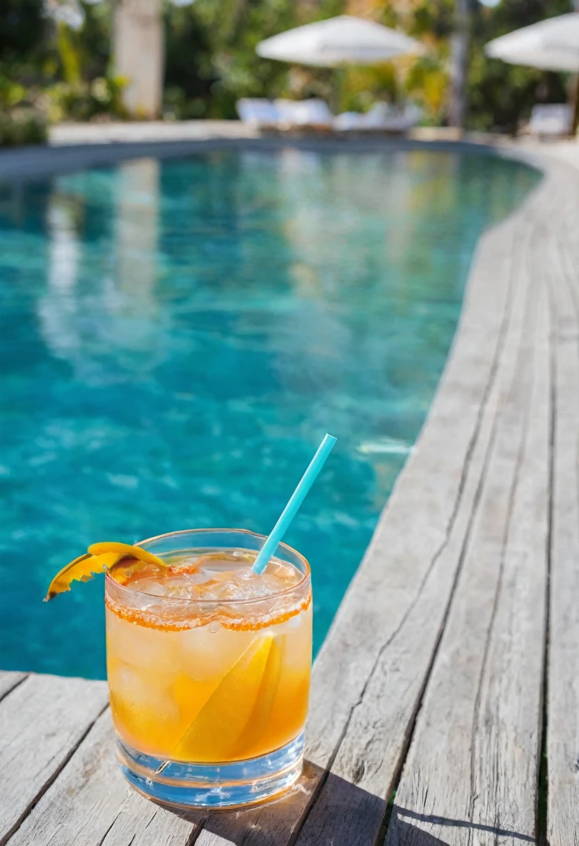 un cocktail au bord de la piscine