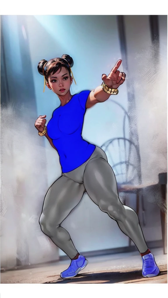 SF6 Chun-Li Nitrile Butadiene Royal Blue Leggings Thighs Buttocks Streetfighter Buruma Gravure shirt Japanese