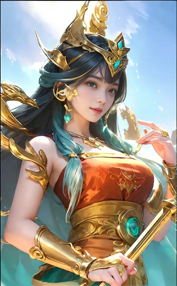 (A hyper-realistic)、(illustratio)、(hight resolution)、(8K)、(ighly detailed)、(Best Illustration)、(beautifully detailed eyes)、(top-quality)、(Ultra-detail)、(​masterpiece)、(wall-paper）、（A detailed face）、solo、1 girl in、looking at viewert、fine detailed、A detailed face、in the darkness nigth、deep-shadows、lowkey、pureerosfaceace_v1、A smile、long、Black shawl straight hair、46-point diagonal bangs,　（silk dresses、long  skirt）(off shoulders）View of the castle、、Stand against the wall