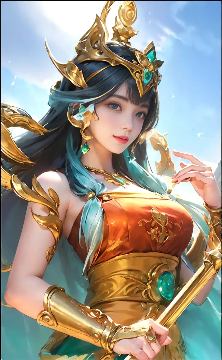 (A hyper-realistic)、(illustratio)、(hight resolution)、(8K)、(ighly detailed)、(Best Illustration)、(beautifully detailed eyes)、(top-quality)、(Ultra-detail)、(masterpiece)、(wall-paper)、(A detailed face)、solo、1 girl in、looking at viewert、fine detailed、A detailed face、in the darkness nigth、deep-shadows、lowkey、pureerosfaceace_v1、A smile、long、Black shawl straight hair、46-point diagonal bangs, (silk dresses、long skirt)(off shoulders)View of the castle、、Stand against the wall
