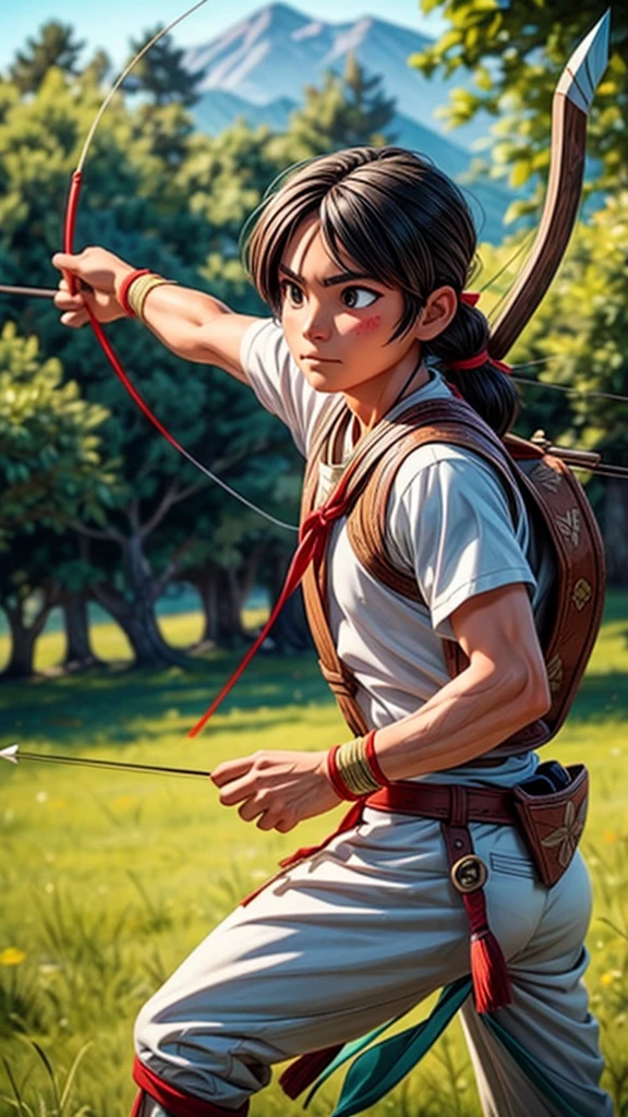 Native American Archer、Set your sights on your prey、The moment the bow is drawn and the arrow is released