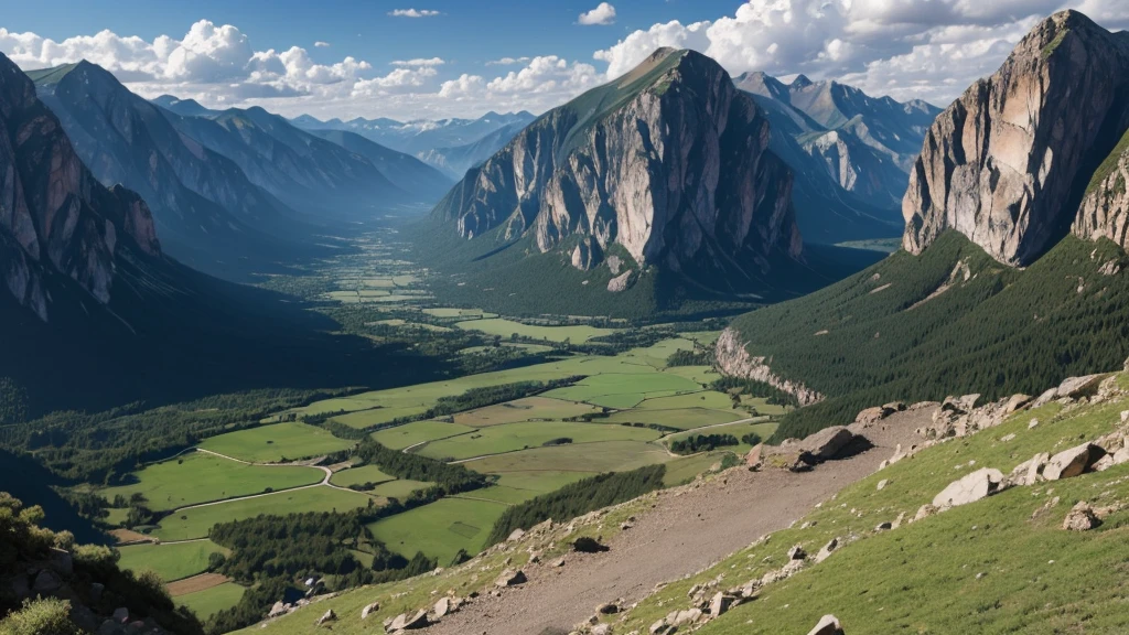 Huge valley，The surrounding mountains，Layered rocks