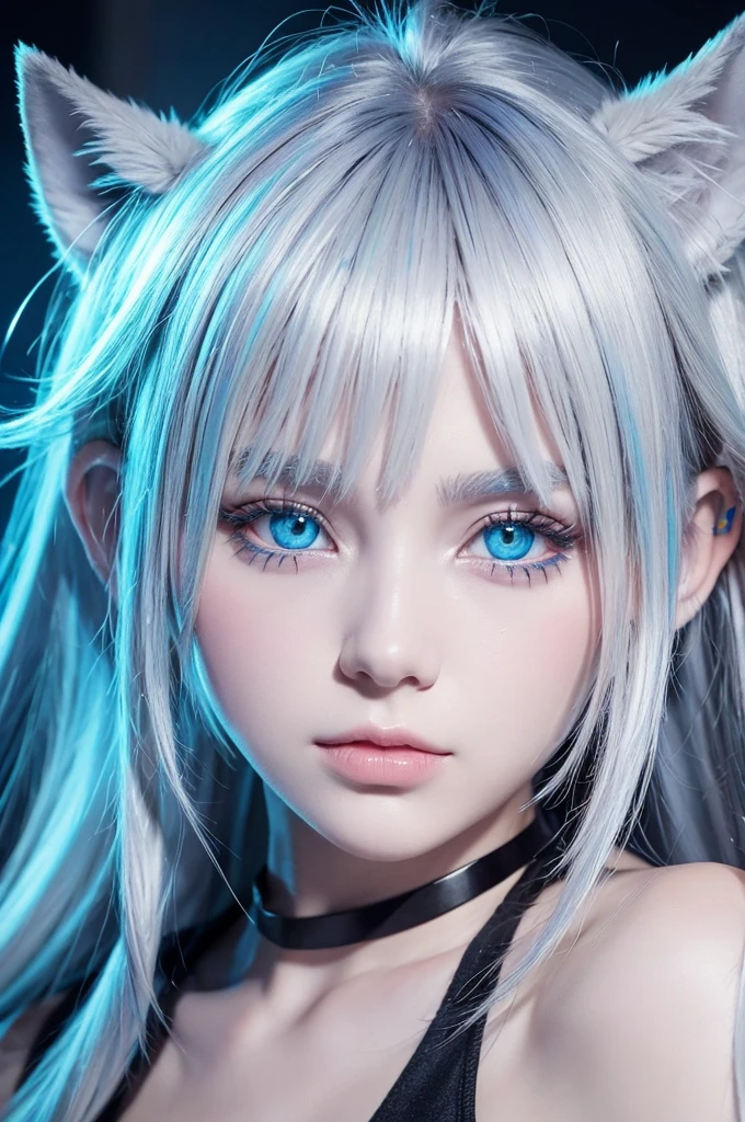Silver Hair Yellow and blue heterochromatic eyes Wolf Ears Wolf's Tail White Wizard