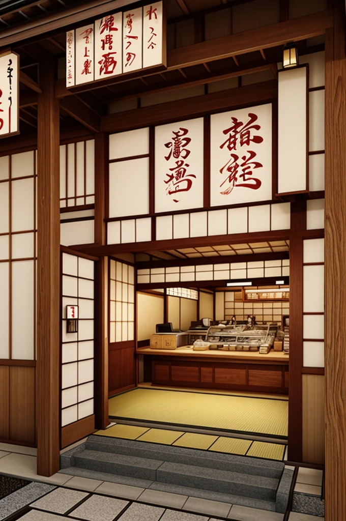 A drawing of a Japanese noodle shop