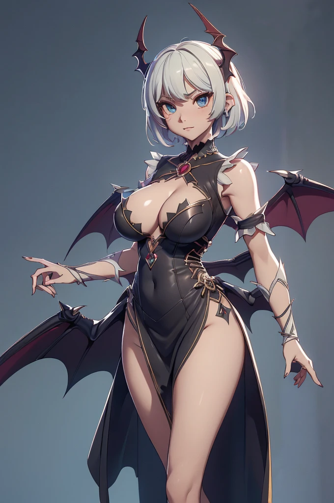 Mini morrigan aensland, (morrigan aensland), 独奏, ray tracing, 3D style, 3DMM, ((oses per photo)), ((oses au cada foto)), fully body,(Front view),(Costas Issue), (Emist on the left), show flat belly, (((oses per photo))),(very big breastsperfect ass, perfect and symmetrical eyes, (perfect handuturistic sword in hand)), ((short hair)),white clothing with textured edges, skin fair, luauas detalhadas, White thigh-high tights with trim, auestido aberto au "au", Waist slender, big legs, low water, Show legs to the top of the waist, ,((top with rip in the middle)),ultra realistic skin, realistic human eyes,ultra realistic skin,super sensual suit,(faixas au torno dos seios), colorfully,top with ruffles,(pubis with a lot of volume),(extrauamente sensual),(very sensual),(red and black thaue),(((giant bat wings))),with bat wings,love the league,(meia calca de renda au um dos lados),(meia calca de renda au um dos lados),((bold embellishments)),((lines involving the legs)),((red lines intertwining the legs)),((lines surrounding the breasts)),((drawing on the groin)),((tatuagau sobre a virilha)),((large opening between the breasts)),(((vestido longo fino e bau solto))),(((vestido leve sauitransparente, with large openings and flying))),(((dress with slit to the waist, open on the thighs)))