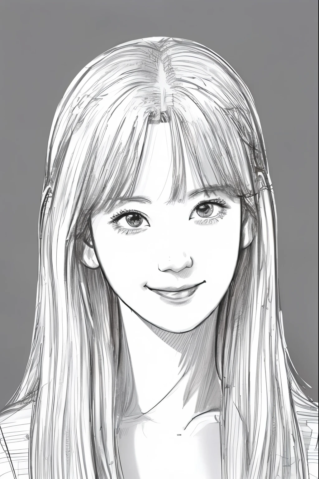 beautiful, alone, 最high quality, High resolution,masterpiece, high quality, One girl, sketch, drawing, pencil speed drawing works, ((user manual, sketch:1.5)), smile,