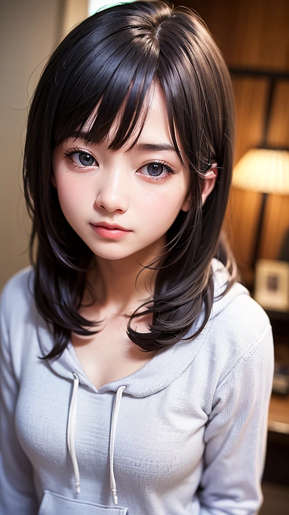 (1 nogizaka girl,RAW Photos,Photo Real:1.5),(最high quality, high quality,High resolution, 最high quality,ultra High resolutionolution,High resolutionolution,High resolution,超High resolution,Large file size,8K,2k wallpaper,8K wallpaper,high quality texture,wonderful,Very delicate:1.4),one girl, Famous idols of Japan,Beautiful Face,Small face,Absurd,Ridiculous,incredibly Ridiculous,Portraiture,Chest close-up,Blurred Background,(hoodie,No makeup:1.2),Medium skin,Beautiful Skin,Detailed skin,Small Head,Black Hair,Silky Hair,(Japan's Eyes:1.3),Fine grain,Iris,Japanese idol eyes,Japanese Nose,Five fingers,(eyebrow:-0.5),(Particles of light, Lens flare, Luminous Particles: 0.7),View your viewers,Bright lighting,Professional Lighting,girl