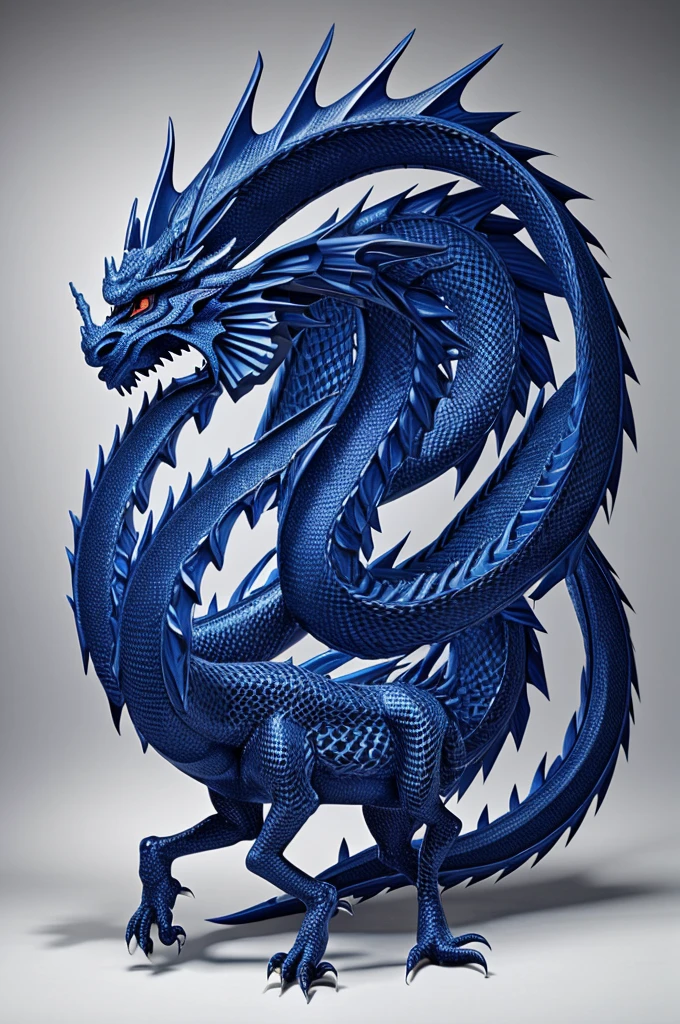 Polygonized japanese dragon whole body