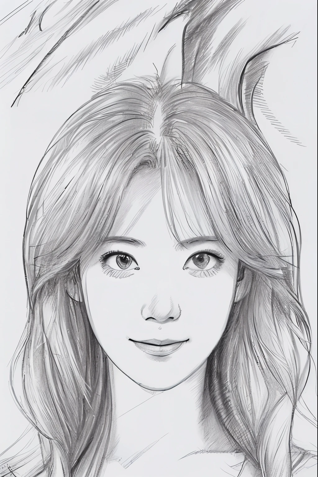 beautiful, alone, 最high quality, High resolution,masterpiece, high quality, One girl, sketch, drawing, pencil speed drawing works, ((user manual, sketch:1.5)), smile,