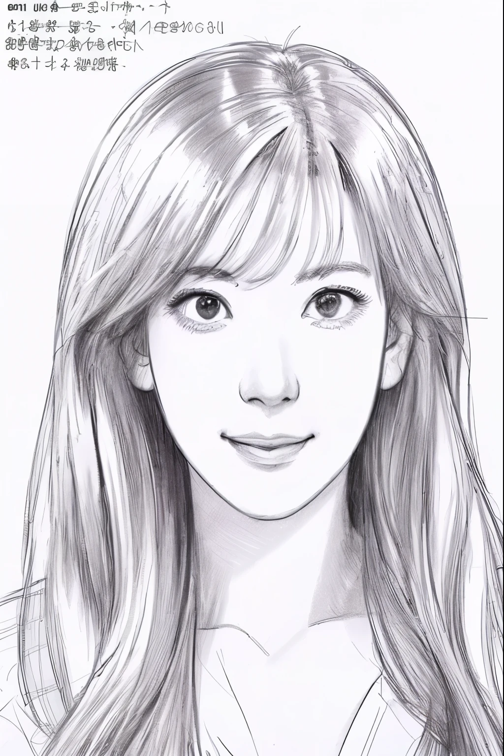 beautiful, alone, 最high quality, High resolution,masterpiece, high quality, One girl, sketch, drawing, pencil speed drawing works, ((user manual, sketch:1.5)), smile,