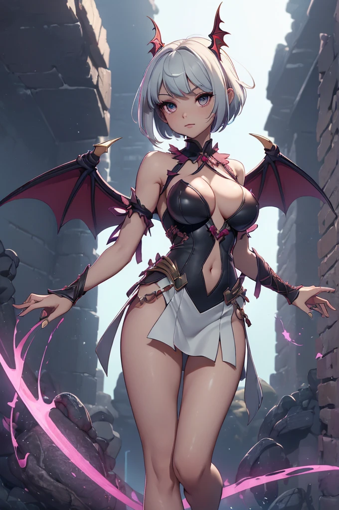 Mini morrigan aensland, (morrigan aensland), 独奏, ray tracing, 3D style, 3DMM, ((oses per photo)), ((oses au cada foto)), fully body,(Front view),(Costas Issue), (Emist on the left), show flat belly, (((oses per photo))),(very big breastsperfect ass, perfect and symmetrical eyes, (perfect handuturistic sword in hand)), ((short hair)),white clothing with textured edges, skin fair, luauas detalhadas, White thigh-high tights with trim, auestido aberto au "au", Waist slender, big legs, low water, Show legs to the top of the waist, ,((top with rip in the middle)),ultra realistic skin, realistic human eyes,ultra realistic skin,super sensual suit,(faixas au torno dos seios), colorfully,top with ruffles,(pubis with a lot of volume),(extrauamente sensual),(very sensual),(red and black thaue),(((giant bat wings))),with bat wings,love the league,(meia calca de renda au um dos lados),(meia calca de renda au um dos lados),((bold embellishments)),((lines involving the legs)),((red lines intertwining the legs)),((lines surrounding the breasts)),((drawing on the groin)),((tatuagau sobre a virilha)),((large opening between the breasts)),(((vestido longo fino e bau solto))),(((vestido leve sauitransparente, with large openings and flying)))