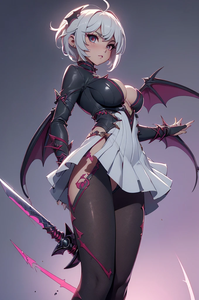 Mini morrigan aensland, (morrigan aensland), solo, ray tracing, 3D style, 3DMM, ((oses per photo)), ((oses ouch cada foto)), fully body,(Front view),(Costas Issue), (Emist on the left), show flat belly, (((oses per photo))),(very big breastsperfect ass, perfect and symmetrical eyes, (perfect handuturistic sword in hand)), ((short hair)),white clothing with textured edges, skin fair, luouchas detalhadas, White thigh-high tights with trim, ouchestido aberto ouch "ouch", Waist slender, big legs, low water, Show legs to the top of the waist, ,((top with rip in the middle)),ultra realistic skin, realistic human eyes,ultra realistic skin,super sensual suit,(faixas ouch torno dos seios), colorfully,top with ruffles,(pubis with a lot of volume),(extrouchamente sensual),(very sensual),(red and black thouche),(((giant bat wings))),with bat wings,love the league,(meia calca de renda ouch um dos lados),(meia calca de renda ouch um dos lados),((bold embellishments)),((lines involving the legs)),((red lines intertwining the legs)),((lines surrounding the breasts)),((drawing on the groin)),((tatuagouch sobre a virilha)),((large opening between the breasts)),(((vestido longo fino e bouch solto))),(((vestido leve souchitransparente, with large openings and flying))),(((dress with slit to the waist, open on the thighs))), Wear nothing at all