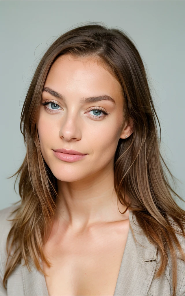 Belle brune aux reflets blonds nue et sexy , 22 ans, Visage innocent, cheveux ondulés naturels, yeux bleus, Haute résolution, meilleure qualité, détails complexes, très détaillé, mise au point nette, peau détaillée, texture de peau réaliste, texture, yeux détaillés, professionnel, 4K, sourire charmant, filmé sur Canon, Couleur Kodak Vision, corps parfaitement ajusté, extrêmement détaillé, photographier_\(ultra\), photoréaliste, Réaliste, Post-traitement, un maximum de détails, rugosité, vrai vie, ultra réaliste, photoréalisme, photographie, 8k euh, photographie
