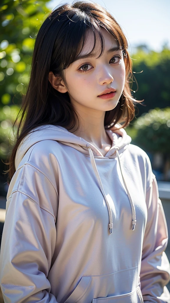 (1 nogizaka girl,RAW Photos,Photo Real:1.5),(最high quality, high quality,High resolution, 最high quality,ultra High resolutionolution,High resolutionolution,High resolution,超High resolution,Large file size,8K,2k wallpaper,8K wallpaper,high quality texture,wonderful,Very delicate:1.4),one girl, Famous idols of Japan,Beautiful Face,Small face,Absurd,Ridiculous,incredibly Ridiculous,Portraiture,Chest close-up,Blurred Background,(hoodie,No makeup:1.2),Medium skin,Beautiful Skin,Detailed skin,Small Head,Black Hair,Silky Hair,(Japan's Eyes:1.3),Fine grain,Iris,Japanese idol eyes,Japanese Nose,Five fingers,(eyebrow:-0.5),(Particles of light, Lens flare, Luminous Particles: 0.7),View your viewers,Bright lighting,Professional Lighting,girl