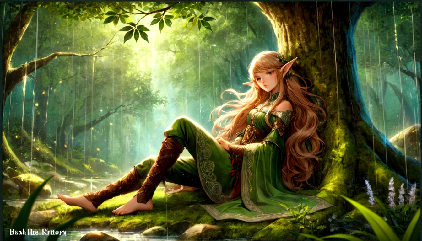 森の木の上に座っているアラフェドElf, 美しい木のElf, Elf princess, Elfの少女, beautiful Elf princess, Beautiful fantasy art, Elfの王女, very Beautiful fantasy art, Fantasy Art, HD fantasy art, epic Fantasy art style hd, 美しく優雅な女性Elf, Elf, Celtic fantasy art, Fantasy art style