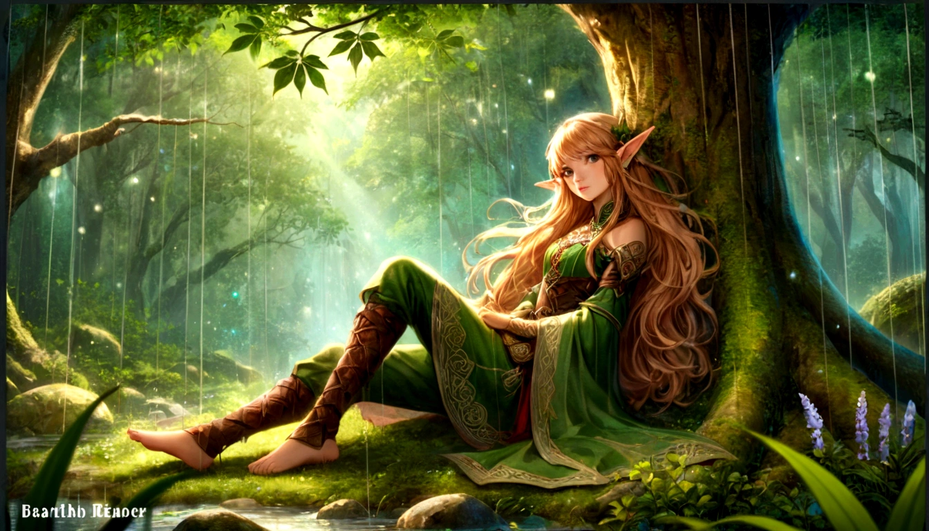 森の木の上に座っているアラフェドElf, 美しい木のElf, Elf princess, Elfの少女, beautiful Elf princess, Beautiful fantasy art, Elfの王女, very Beautiful fantasy art, Fantasy Art, HD fantasy art, epic Fantasy art style hd, 美しく優雅な女性Elf, Elf, Celtic fantasy art, Fantasy art style