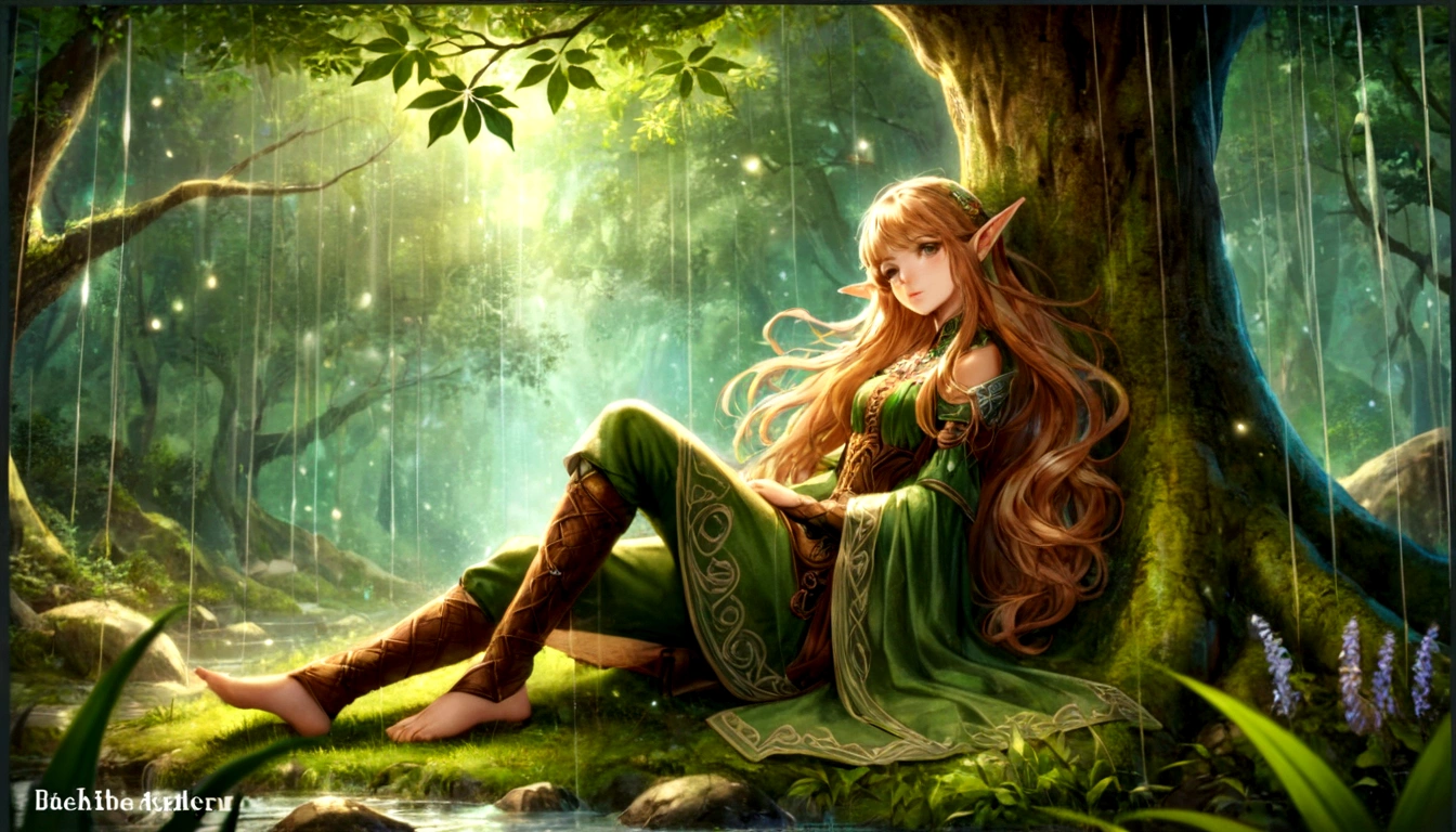 森の木の上に座っているアラフェドElf, 美しい木のElf, Elf princess, Elfの少女, beautiful Elf princess, Beautiful fantasy art, Elfの王女, very Beautiful fantasy art, Fantasy Art, HD fantasy art, epic Fantasy art style hd, 美しく優雅な女性Elf, Elf, Celtic fantasy art, Fantasy art style