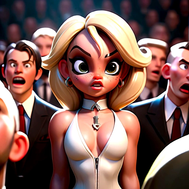 professional (full body photo), (4k photo:1.1) by (Jeremy Lipking:0.3), (Dittmann Anna:0.3), (Arian Mark:0.3), (Sharp focus:1.3), high detail, elegant Britney spears, revealing latex outfit, ((concert with crowd of sex-crazed men grabbing her)), blond hair, trying to get away, girl, imminent sexual assault, exposed breasts:1.2, perfect anatomy, perfect symmetry:1.2, realistic, realistic face:1.2, perfect face, scared expression, worried, highly detailed, and dramatic, cinematic lighting, out of control scene, soft lights