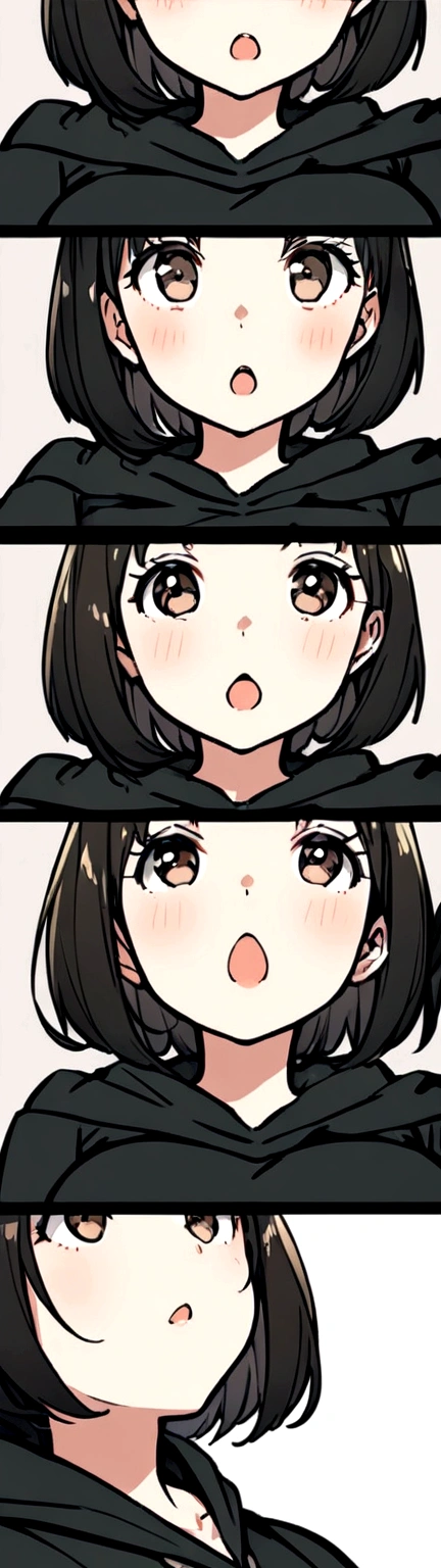 Black Hoodie、look up、short hair、Women、cute、Highest quality、Large Breasts