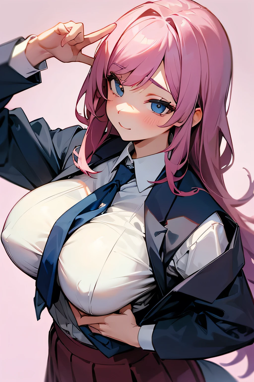 One , with beautiful school clothes with big and sensual breasts 