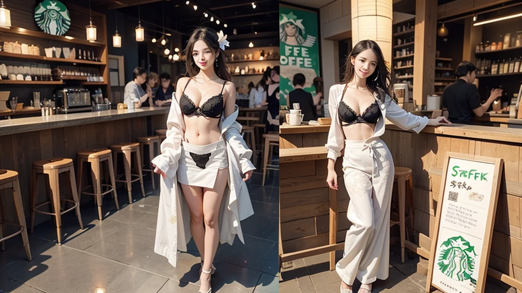((((((Full body photo))))))、(((((Starbucksの屋外のカフェ)))))、(((((Starbucks)))))16 year old school girl in uniform、Eat cake、((((Drink coffee))))、(smile)((Emphasize cleavage))
(((I can see the flower patterned bra)))
8K、RAW Photos、Highest quality、masterpiece:1.2、Super detailed、Super Resolution、Ultra HD、8K壁紙、Amazing details、Photorealistic:1.4、Having fun by the water、Full Body Shot、Full body photo、High-resolution RAW color photos、Professional photos、A scene full of emotion、Very detailed and beautiful、Ultra HD、8K壁紙、Amazing details、Huge file sizes、Highly detailed beautiful girls、Highly detailed face Highly detailed eyes、Extremely realistic skin、 Highly detailed fingers, Highly detailed nose, Highly detailed mouth, Perfect Anatomy, Highly detailed background, Highly detailed clothing, , cute女の子, Famous Japanese Idols, cute, Realistic body, Slender, White skin, Glowing Skin, Slim body, Realistic Face, Delicate eyes, double eyelid,