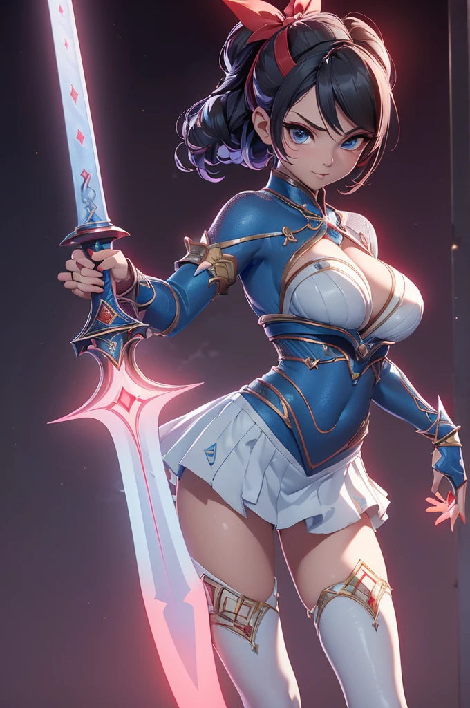mini kitana, (kitana), only, ray tracing, 3D style, 3dmm, ((oses per photo)), ((oses phi cada foto)), fully body,(from front view),(Costas Issue), (Emist on the left), show flat belly, (((oses per photo))),(very big breasts perfect ass, Perfect and symmetrical eyes, (perfect handuturistic sword in hand)), ((shorth hair)),white clothes with textured edges, Fair Skin, luphias detalhadas, White thigh-high tights with trim, phiestido aberto phi "phi", Waist slender, large legs, low water, Show legs to the top of the waist, ,((top with tear in the middle)),ultra realistic skin, Realistic human eyes,ultra realistic skin,super sexy suit,(faixas phi torno dos seios), fullcolor,top with ruffles,(pubes with a lot of volume),(extraordinarily sensual),(very sensual),(red and black thphie),I love the league,(meia calca de renda phi um dos lados),(meia calca de renda phi um dos lados),((red decorations with LEDs))),((red lines adorning the curves of the body)),(((woman show))),((Star Blade)),((kitana)),(((ninja)))