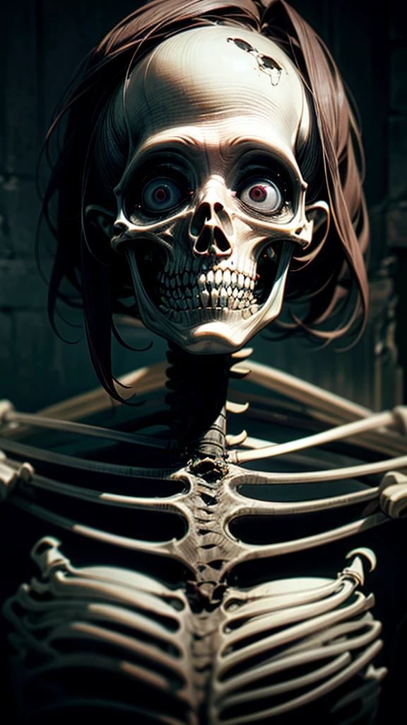 a woman with a horrifying face, extremely ugly and distorted features, sunken eyes, gaping mouth, rotting skin, a skeletal body, unhealthy and uncomfortable appearance, in a dark, unsettling horror atmosphere, highly detailed, photorealistic, 8k, best quality