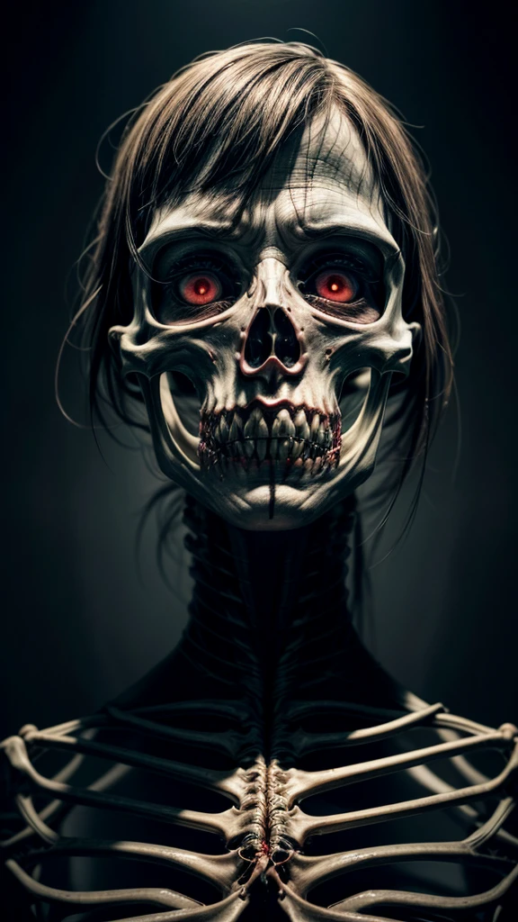 a woman with a horrifying face, extremely ugly and distorted features, sunken eyes, gaping mouth, rotting skin, a skeletal body, unhealthy and uncomfortable appearance, in a dark, unsettling horror atmosphere, highly detailed, photorealistic, 8k, best quality