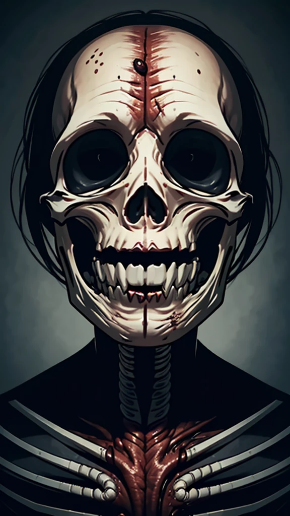 a woman with a horrifying face, extremely ugly and distorted features, sunken eyes, gaping mouth, rotting skin, a skeletal body, unhealthy and uncomfortable appearance, in a dark, unsettling horror atmosphere, highly detailed, photorealistic, 8k, best quality