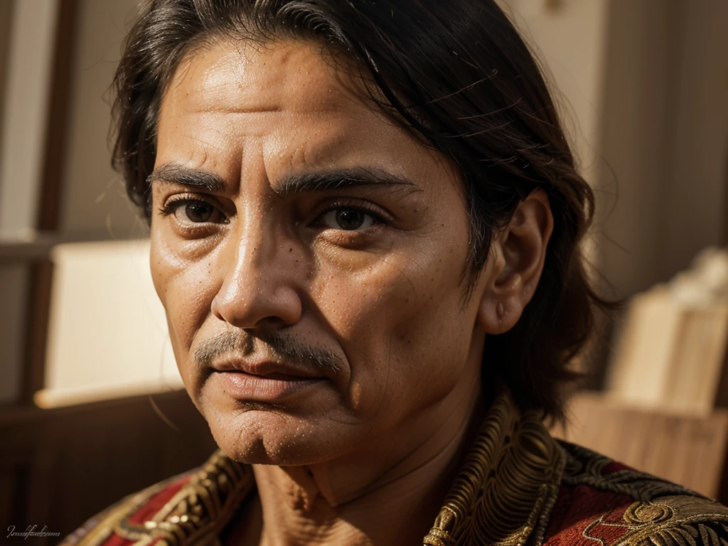 a portuguese painter amadeo de souza cardoso, 72 years old next to rui moreira, detailed face, detailed eyes, detailed lips, detailed fine art portrait, photorealistic, 8k, hyperdetailed, masterpiece, dramatic lighting, oil painting, impasto, vibrant colors, chiaroscuro, classical realism