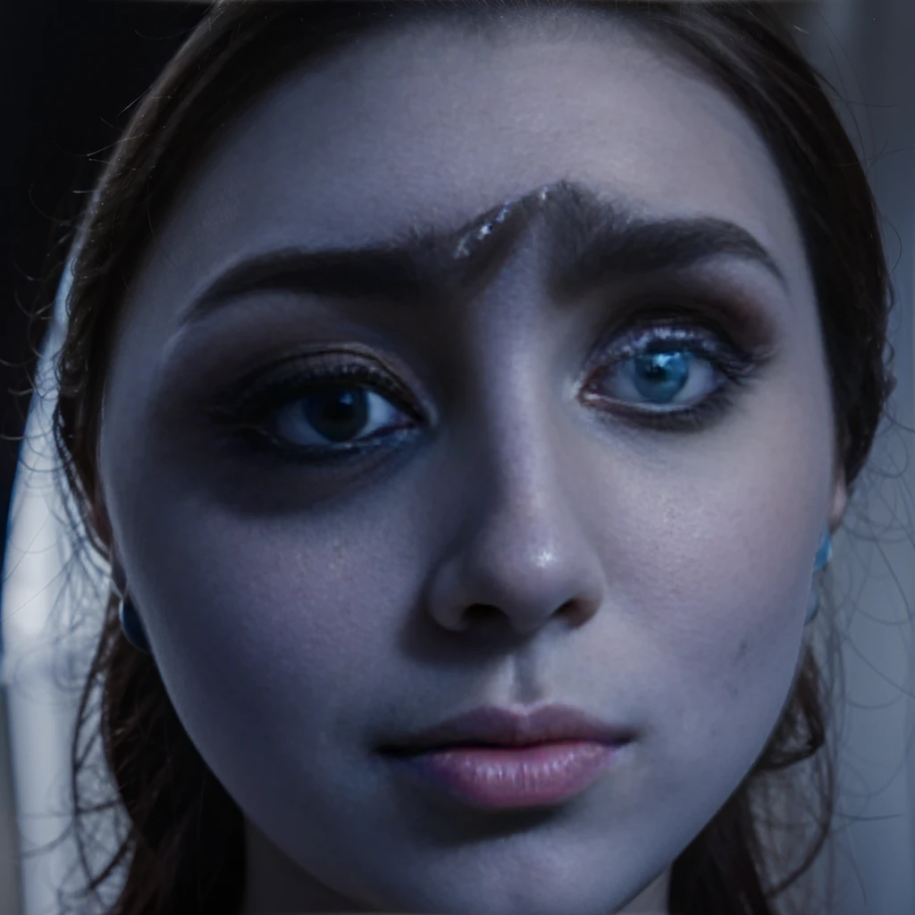 bionde, blue eye, from front shot